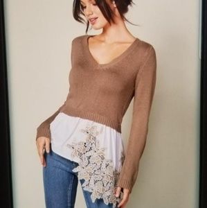 Venus Tan Sweater Lace on Bottom